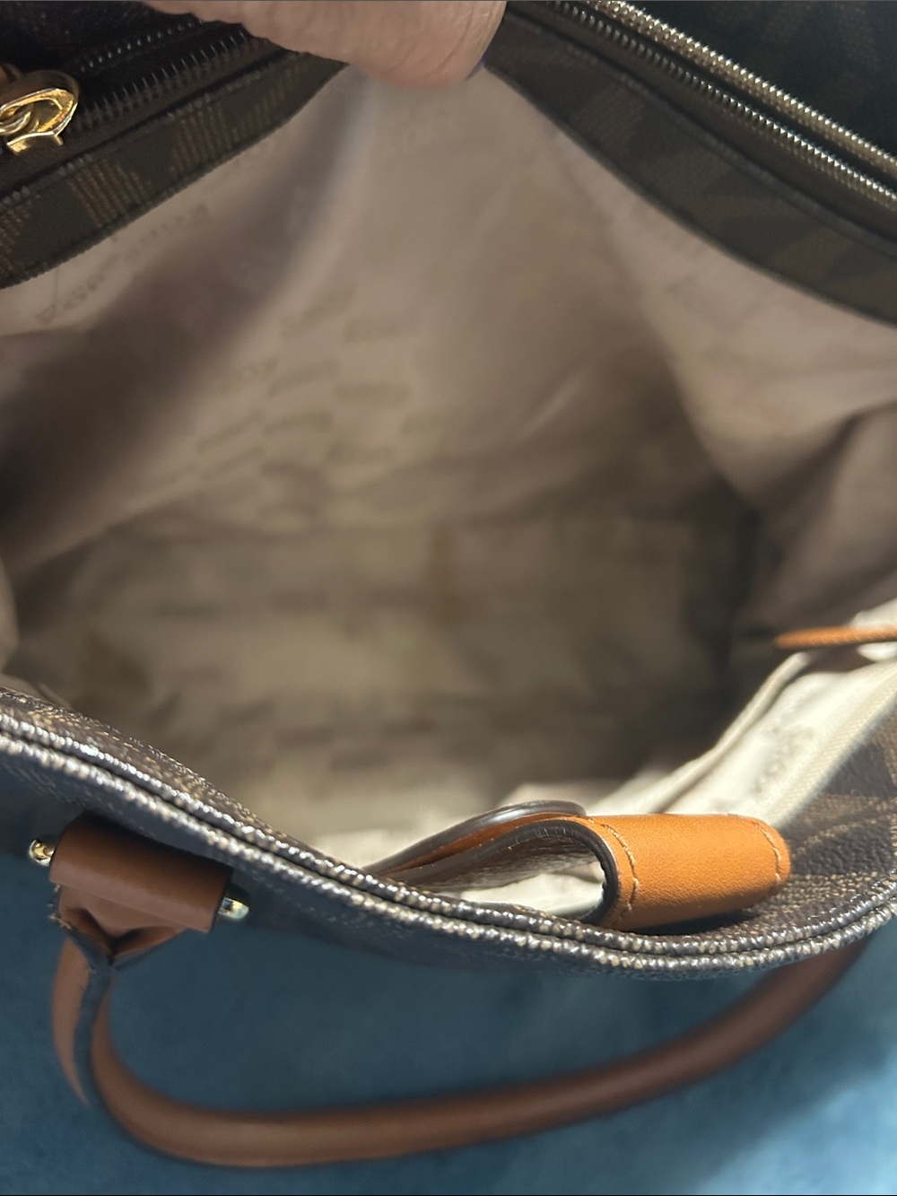 Michael Kors Brown MK Logo Satchel with Tan Handles - Picture 9 of 9